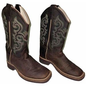 Old West Leather Cowboy Boots Boys 5.5 Women Size 7